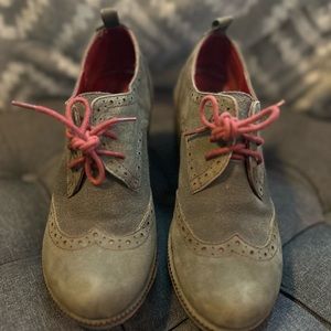 Jambu gray Leather Wingtip Oxford San Fran Lace Up Shoes Womens 8 Block Heels